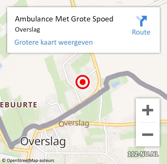 Locatie op kaart van de 112 melding: Ambulance Met Grote Spoed Naar Overslag op 25 augustus 2023 05:09