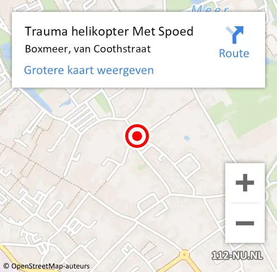Locatie op kaart van de 112 melding: Trauma helikopter Met Spoed Naar Boxmeer, van Coothstraat op 25 augustus 2023 05:20