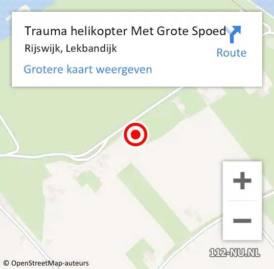 Locatie op kaart van de 112 melding: Trauma helikopter Met Grote Spoed Naar Rijswijk, Lekbandijk op 25 augustus 2023 06:27