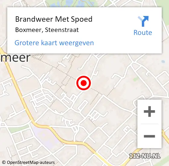 Locatie op kaart van de 112 melding: Brandweer Met Spoed Naar Boxmeer, Steenstraat op 25 augustus 2023 08:50