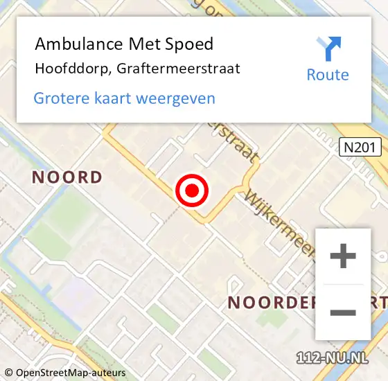 Locatie op kaart van de 112 melding: Ambulance Met Spoed Naar Hoofddorp, Graftermeerstraat op 25 augustus 2023 10:35