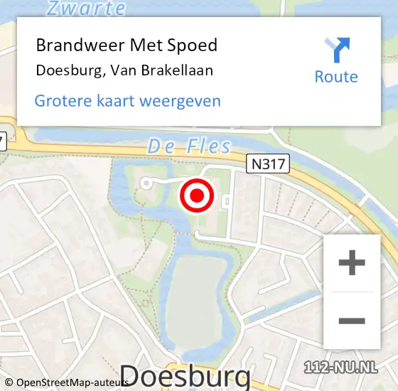 Locatie op kaart van de 112 melding: Brandweer Met Spoed Naar Doesburg, Van Brakellaan op 25 augustus 2023 10:55