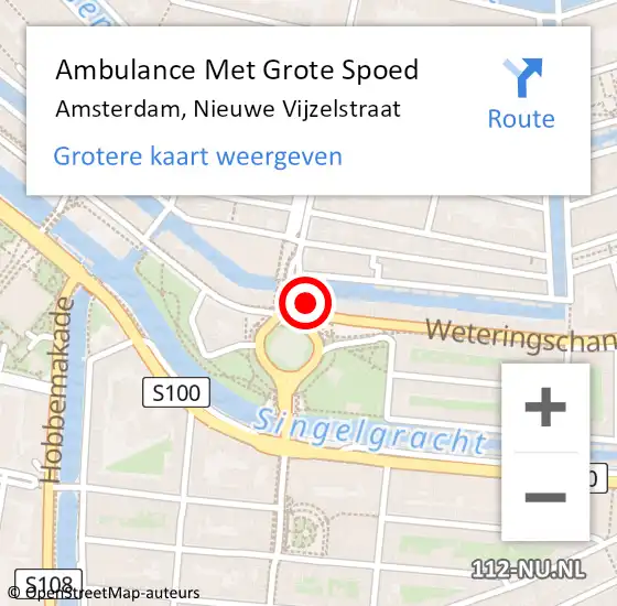 Locatie op kaart van de 112 melding: Ambulance Met Grote Spoed Naar Amsterdam, Nieuwe Vijzelstraat op 25 augustus 2023 11:09