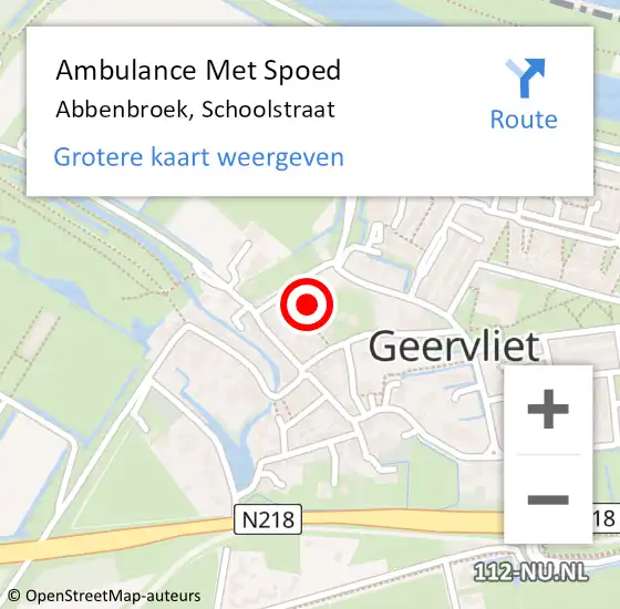 Locatie op kaart van de 112 melding: Ambulance Met Spoed Naar Abbenbroek, Schoolstraat op 25 augustus 2023 11:25