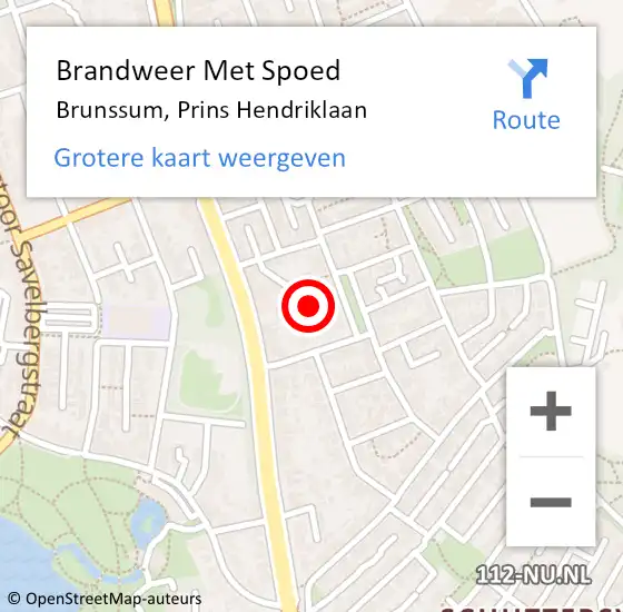 Locatie op kaart van de 112 melding: Brandweer Met Spoed Naar Brunssum, Prins Hendriklaan op 25 augustus 2023 11:26