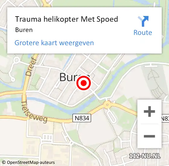 Locatie op kaart van de 112 melding: Trauma helikopter Met Spoed Naar Buren op 25 augustus 2023 12:21
