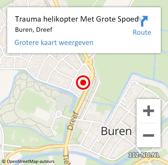 Locatie op kaart van de 112 melding: Trauma helikopter Met Grote Spoed Naar Buren, Dreef op 25 augustus 2023 12:24