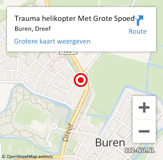 Locatie op kaart van de 112 melding: Trauma helikopter Met Grote Spoed Naar Buren, Dreef op 25 augustus 2023 12:25