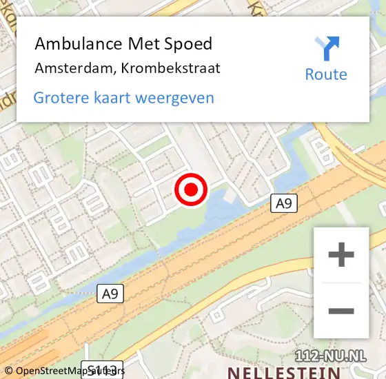 Locatie op kaart van de 112 melding: Ambulance Met Spoed Naar Amsterdam, Krombekstraat op 25 augustus 2023 12:44