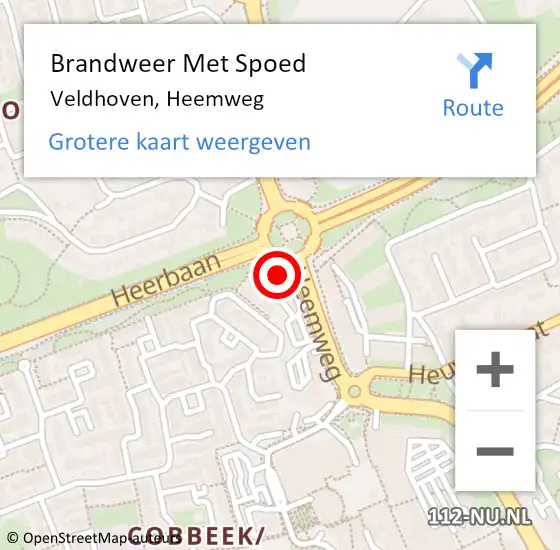 Locatie op kaart van de 112 melding: Brandweer Met Spoed Naar Veldhoven, Heemweg op 25 augustus 2023 13:22