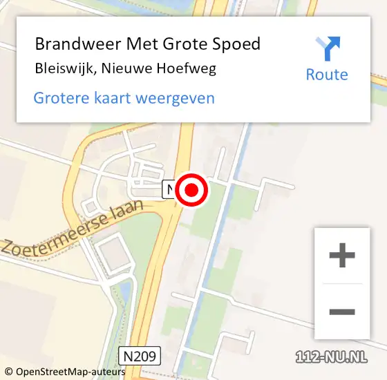 Locatie op kaart van de 112 melding: Brandweer Met Grote Spoed Naar Bleiswijk, Nieuwe Hoefweg op 25 augustus 2023 14:26