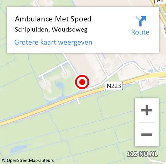 Locatie op kaart van de 112 melding: Ambulance Met Spoed Naar Schipluiden, Woudseweg op 25 augustus 2023 15:42
