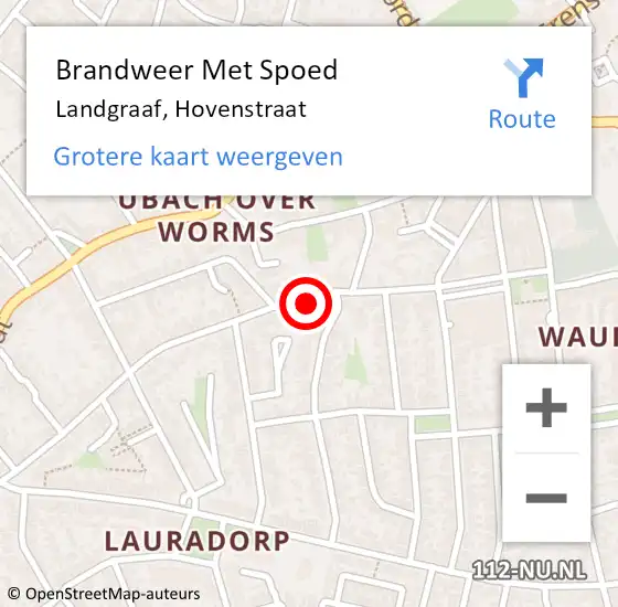Locatie op kaart van de 112 melding: Brandweer Met Spoed Naar Landgraaf, Hovenstraat op 25 augustus 2023 15:46