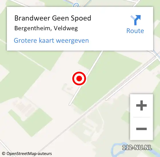 Locatie op kaart van de 112 melding: Brandweer Geen Spoed Naar Bergentheim, Veldweg op 25 augustus 2023 18:24