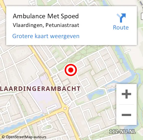 Locatie op kaart van de 112 melding: Ambulance Met Spoed Naar Vlaardingen, Petuniastraat op 25 augustus 2023 18:42