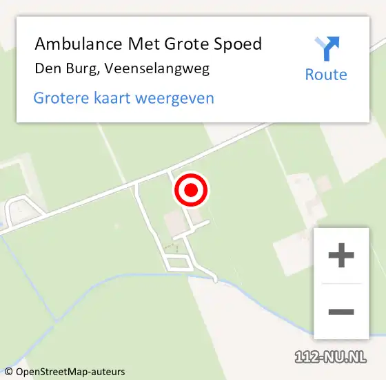 Locatie op kaart van de 112 melding: Ambulance Met Grote Spoed Naar Den Burg, Veenselangweg op 25 augustus 2023 18:59