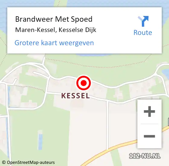 Locatie op kaart van de 112 melding: Brandweer Met Spoed Naar Maren-Kessel, Kesselse Dijk op 25 augustus 2023 19:24