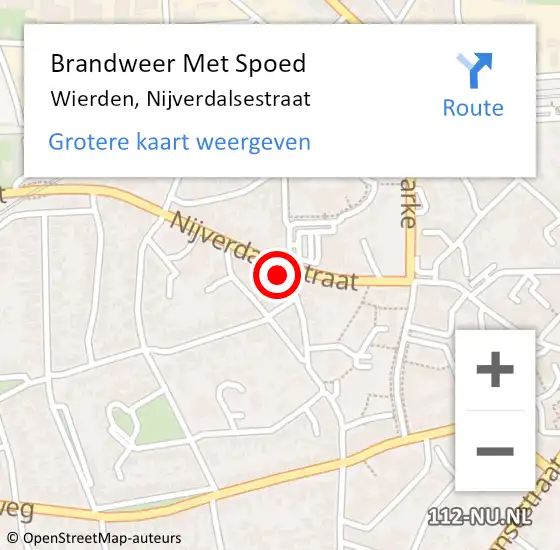 Locatie op kaart van de 112 melding: Brandweer Met Spoed Naar Wierden, Nijverdalsestraat op 25 augustus 2023 19:50