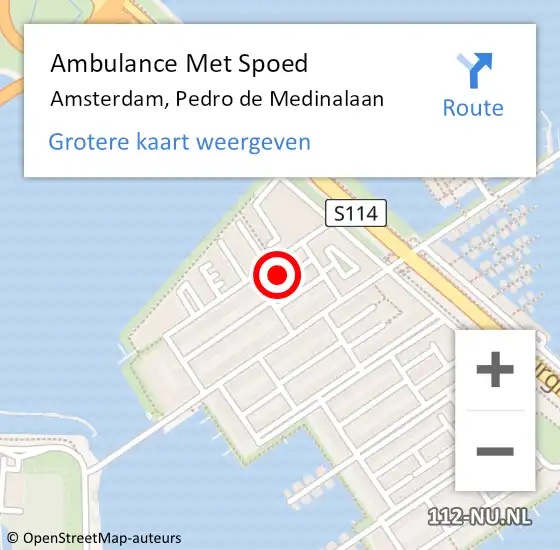 Locatie op kaart van de 112 melding: Ambulance Met Spoed Naar Amsterdam, Pedro de Medinalaan op 25 augustus 2023 19:57