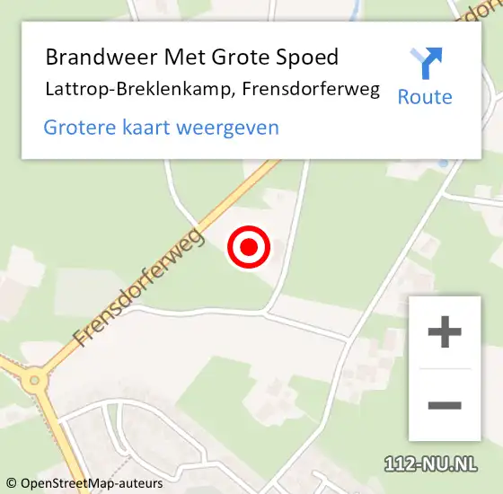 Locatie op kaart van de 112 melding: Brandweer Met Grote Spoed Naar Lattrop-Breklenkamp, Frensdorferweg op 25 augustus 2023 22:20
