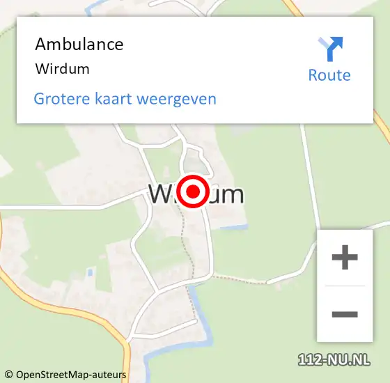 Locatie op kaart van de 112 melding: Ambulance Wirdum op 26 augustus 2023 00:05
