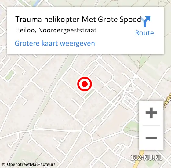 Locatie op kaart van de 112 melding: Trauma helikopter Met Grote Spoed Naar Heiloo, Noordergeeststraat op 26 augustus 2023 01:05