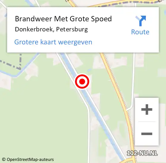 Locatie op kaart van de 112 melding: Brandweer Met Grote Spoed Naar Donkerbroek, Petersburg op 26 augustus 2023 02:32