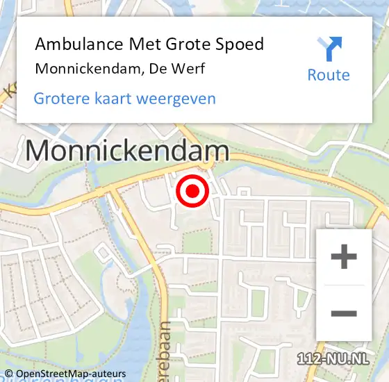 Locatie op kaart van de 112 melding: Ambulance Met Grote Spoed Naar Monnickendam, De Werf op 26 augustus 2023 07:21