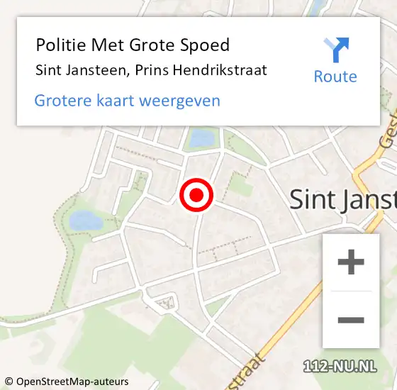 Locatie op kaart van de 112 melding: Politie Met Grote Spoed Naar Sint Jansteen, Prins Hendrikstraat op 26 augustus 2023 14:15