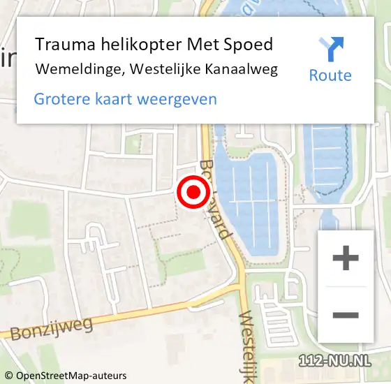 Locatie op kaart van de 112 melding: Trauma helikopter Met Spoed Naar Wemeldinge, Westelijke Kanaalweg op 26 augustus 2023 14:29