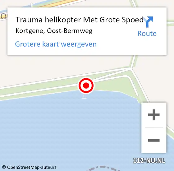 Locatie op kaart van de 112 melding: Trauma helikopter Met Grote Spoed Naar Kortgene, Oost-Bermweg op 26 augustus 2023 14:30