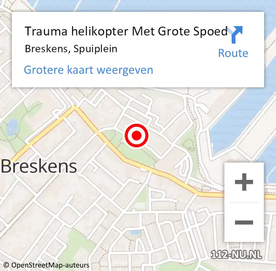 Locatie op kaart van de 112 melding: Trauma helikopter Met Grote Spoed Naar Breskens, Spuiplein op 26 augustus 2023 14:57