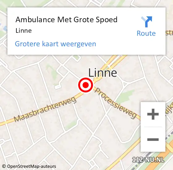 Locatie op kaart van de 112 melding: Ambulance Met Grote Spoed Naar Linne op 26 augustus 2023 16:54