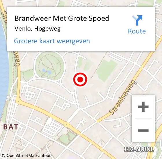 Locatie op kaart van de 112 melding: Brandweer Met Grote Spoed Naar Venlo, Hogeweg op 26 augustus 2023 17:23