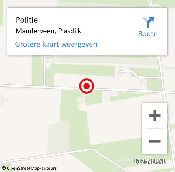 Locatie op kaart van de 112 melding: Politie Manderveen, Plasdijk op 26 augustus 2023 17:24