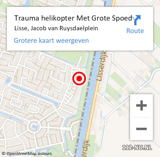 Locatie op kaart van de 112 melding: Trauma helikopter Met Grote Spoed Naar Lisse, Jacob van Ruysdaelplein op 26 augustus 2023 18:26