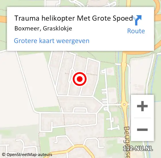 Locatie op kaart van de 112 melding: Trauma helikopter Met Grote Spoed Naar Boxmeer, Grasklokje op 26 augustus 2023 18:43