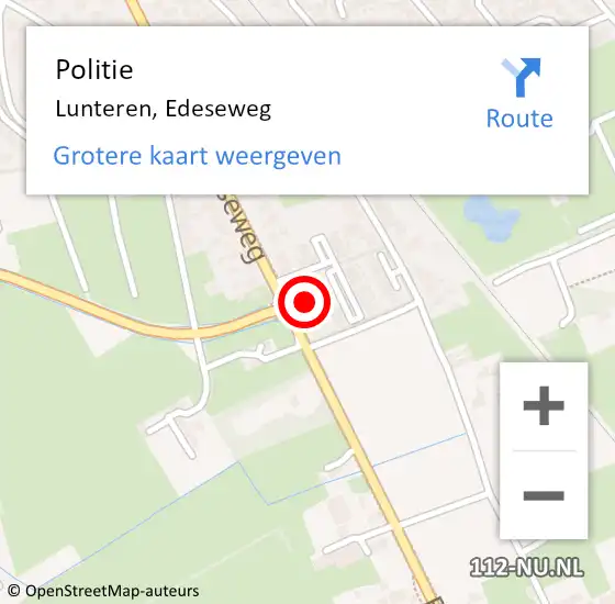 Locatie op kaart van de 112 melding: Politie Lunteren, Edeseweg op 26 augustus 2023 19:49
