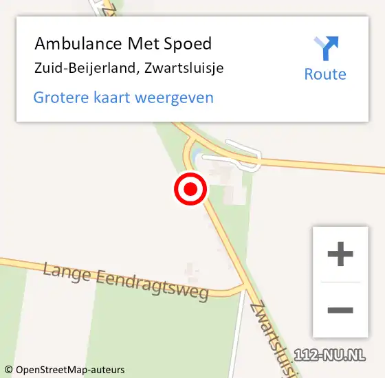 Locatie op kaart van de 112 melding: Ambulance Met Spoed Naar Zuid-Beijerland, Zwartsluisje op 26 augustus 2023 20:52