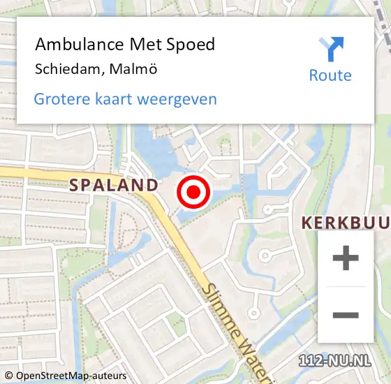 Locatie op kaart van de 112 melding: Ambulance Met Spoed Naar Schiedam, Malmö op 26 augustus 2023 22:52