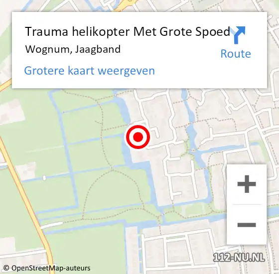 Locatie op kaart van de 112 melding: Trauma helikopter Met Grote Spoed Naar Wognum, Jaagband op 26 augustus 2023 23:10