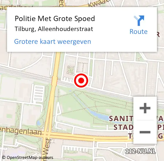Locatie op kaart van de 112 melding: Politie Met Grote Spoed Naar Tilburg, Alleenhouderstraat op 26 augustus 2023 23:22
