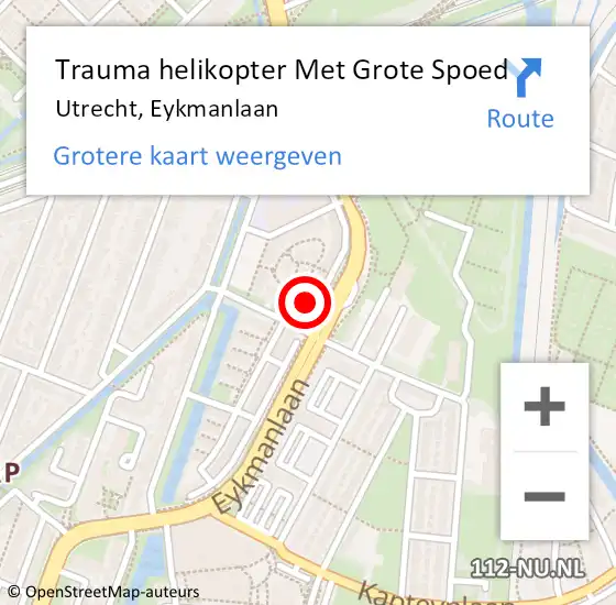 Locatie op kaart van de 112 melding: Trauma helikopter Met Grote Spoed Naar Utrecht, Eykmanlaan op 26 augustus 2023 23:58