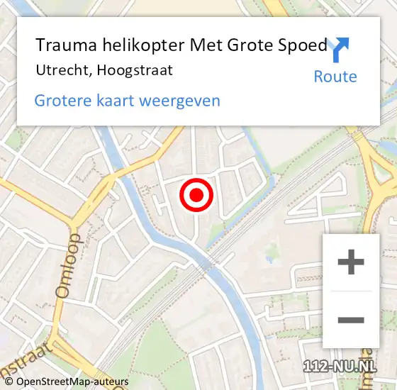 Locatie op kaart van de 112 melding: Trauma helikopter Met Grote Spoed Naar Utrecht, Hoogstraat op 27 augustus 2023 00:16