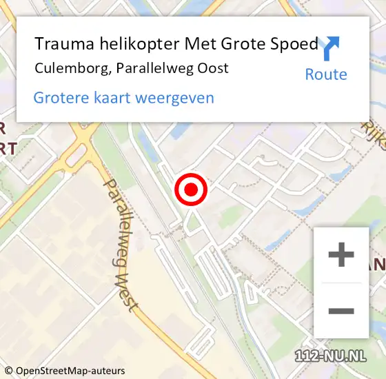 Locatie op kaart van de 112 melding: Trauma helikopter Met Grote Spoed Naar Culemborg, Parallelweg Oost op 27 augustus 2023 00:27