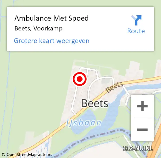 Locatie op kaart van de 112 melding: Ambulance Met Spoed Naar Beets, Voorkamp op 27 augustus 2023 00:58