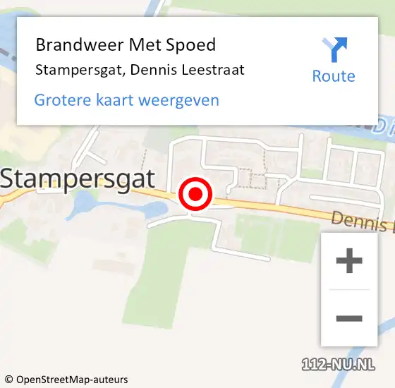 Locatie op kaart van de 112 melding: Brandweer Met Spoed Naar Stampersgat, Dennis Leestraat op 27 augustus 2023 02:59