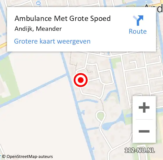 Locatie op kaart van de 112 melding: Ambulance Met Grote Spoed Naar Andijk, Meander op 27 augustus 2023 03:22