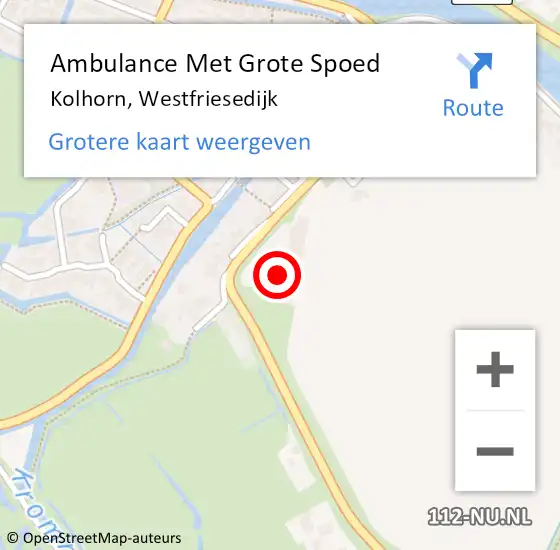 Locatie op kaart van de 112 melding: Ambulance Met Grote Spoed Naar Kolhorn, Westfriesedijk op 27 augustus 2023 03:47
