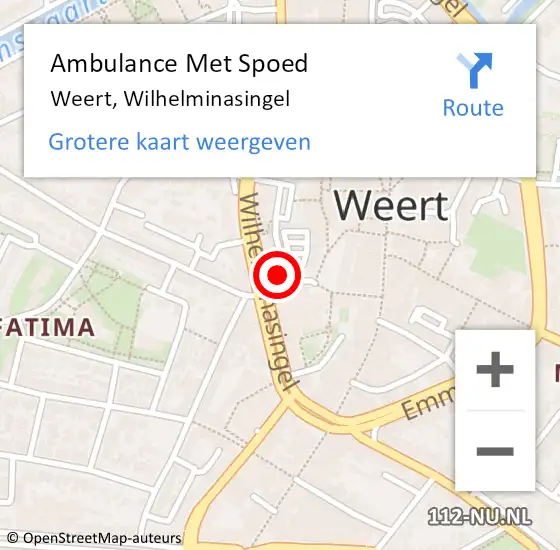 Locatie op kaart van de 112 melding: Ambulance Met Spoed Naar Weert, Wilhelminasingel op 27 augustus 2023 04:30